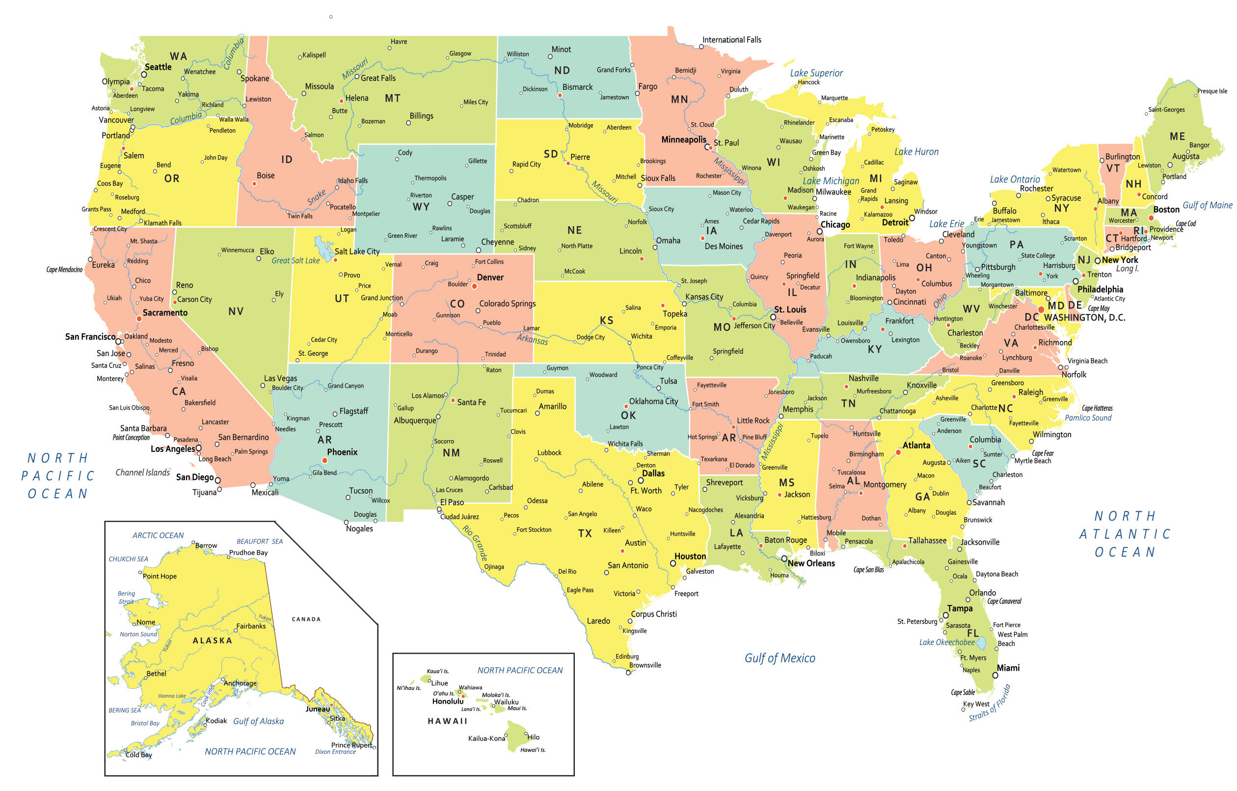 Large USA Map Home School Map Of The USA Easy To Read Map Of The USA 