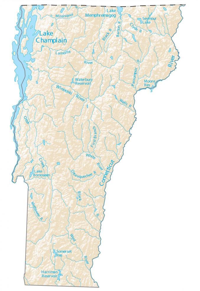 Wells River Vt Map Vermont Lakes And Rivers Map - Gis Geography