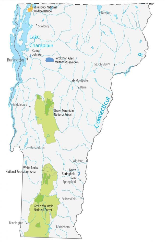 Vermont State Map - Places and Landmarks - GIS Geography