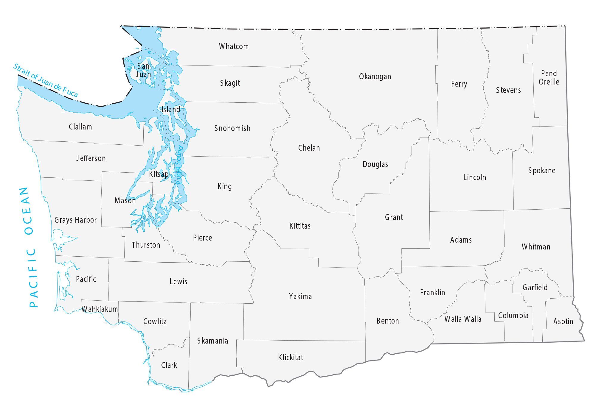 King County, Pierce County and Snohomish County have the highest population...