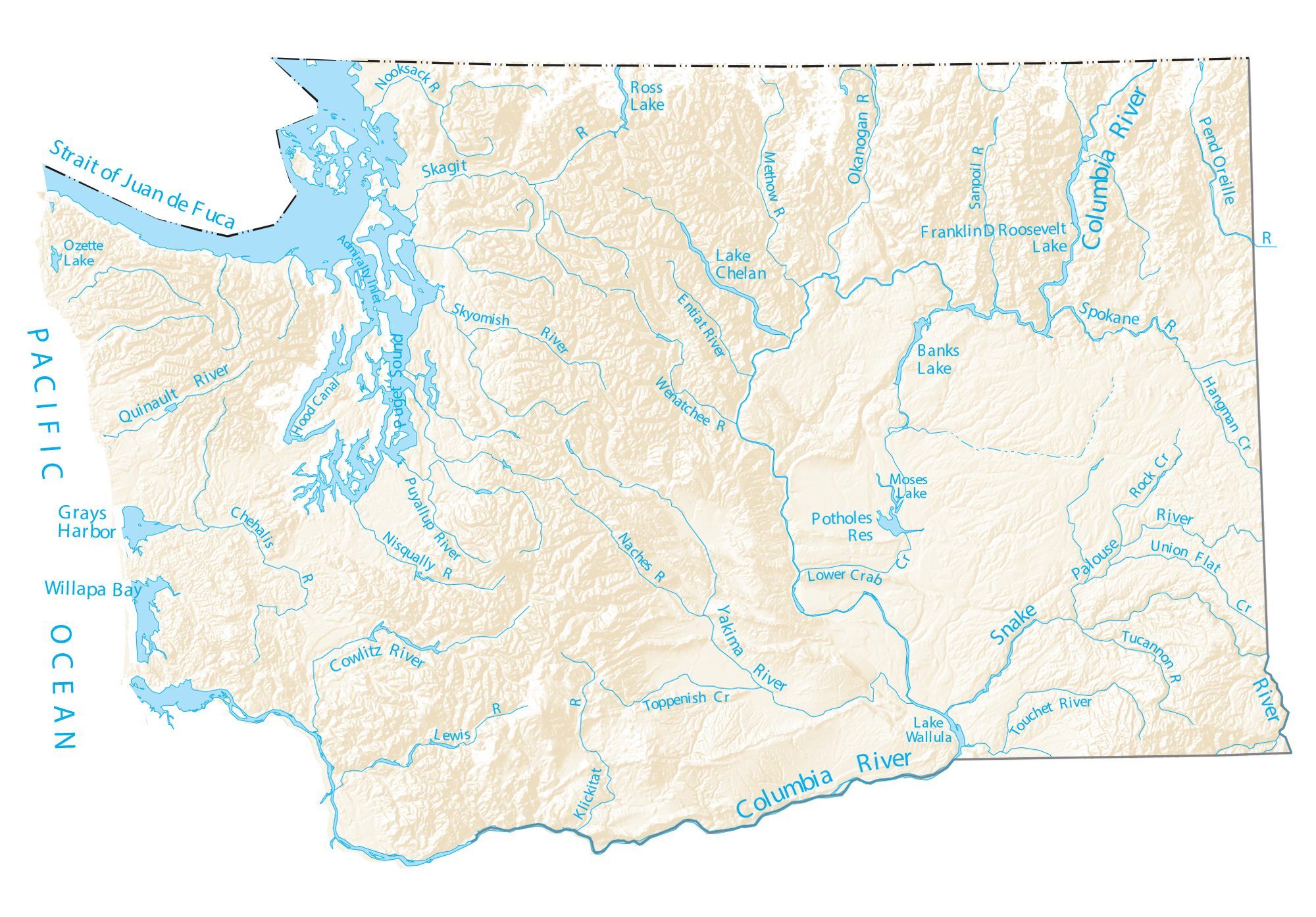 Washington Map With Rivers Washington Lakes and Rivers Map   GIS Geography