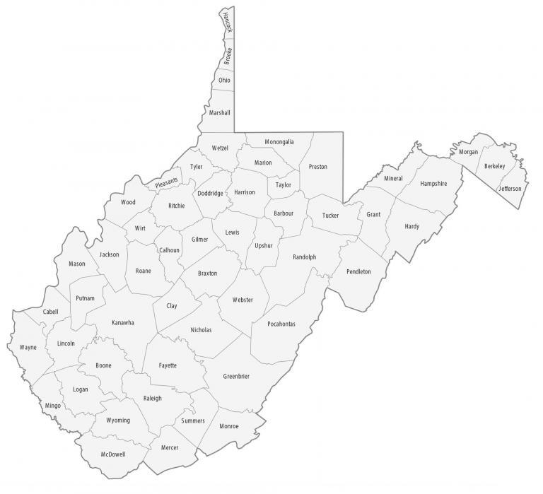 West Virginia County Map