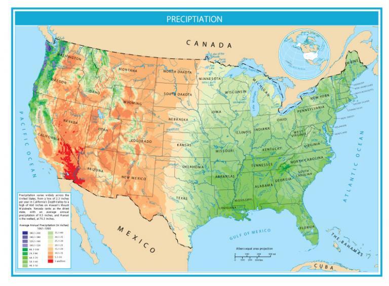 United States Map of Precipitation