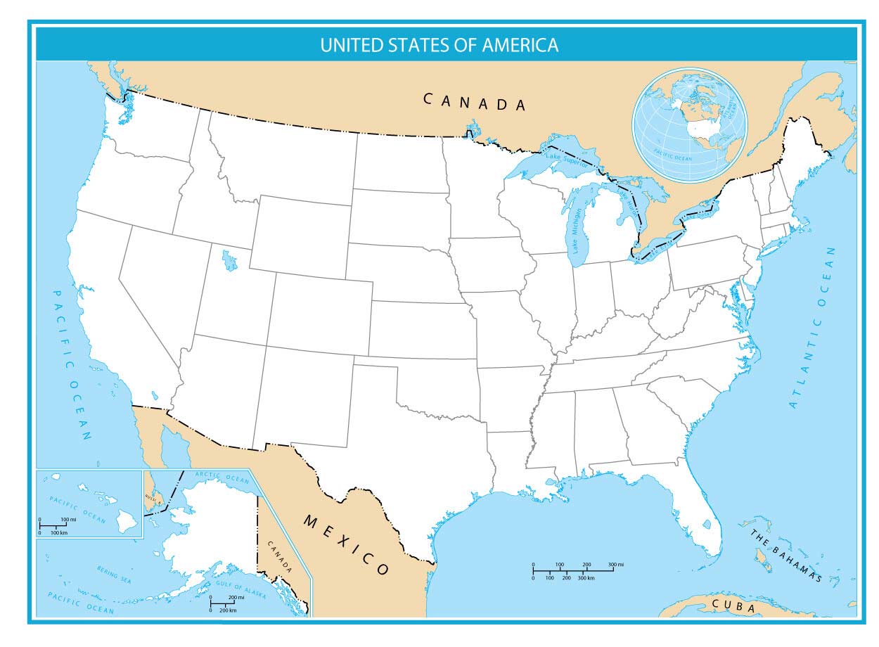 United States Unlabelled Map