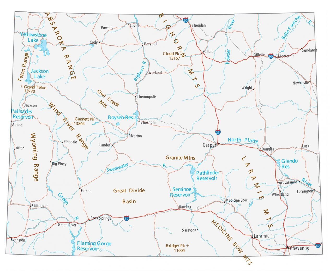 Map Of Wyoming Cities And Roads GIS Geography   Wyoming Map 1265x1039 