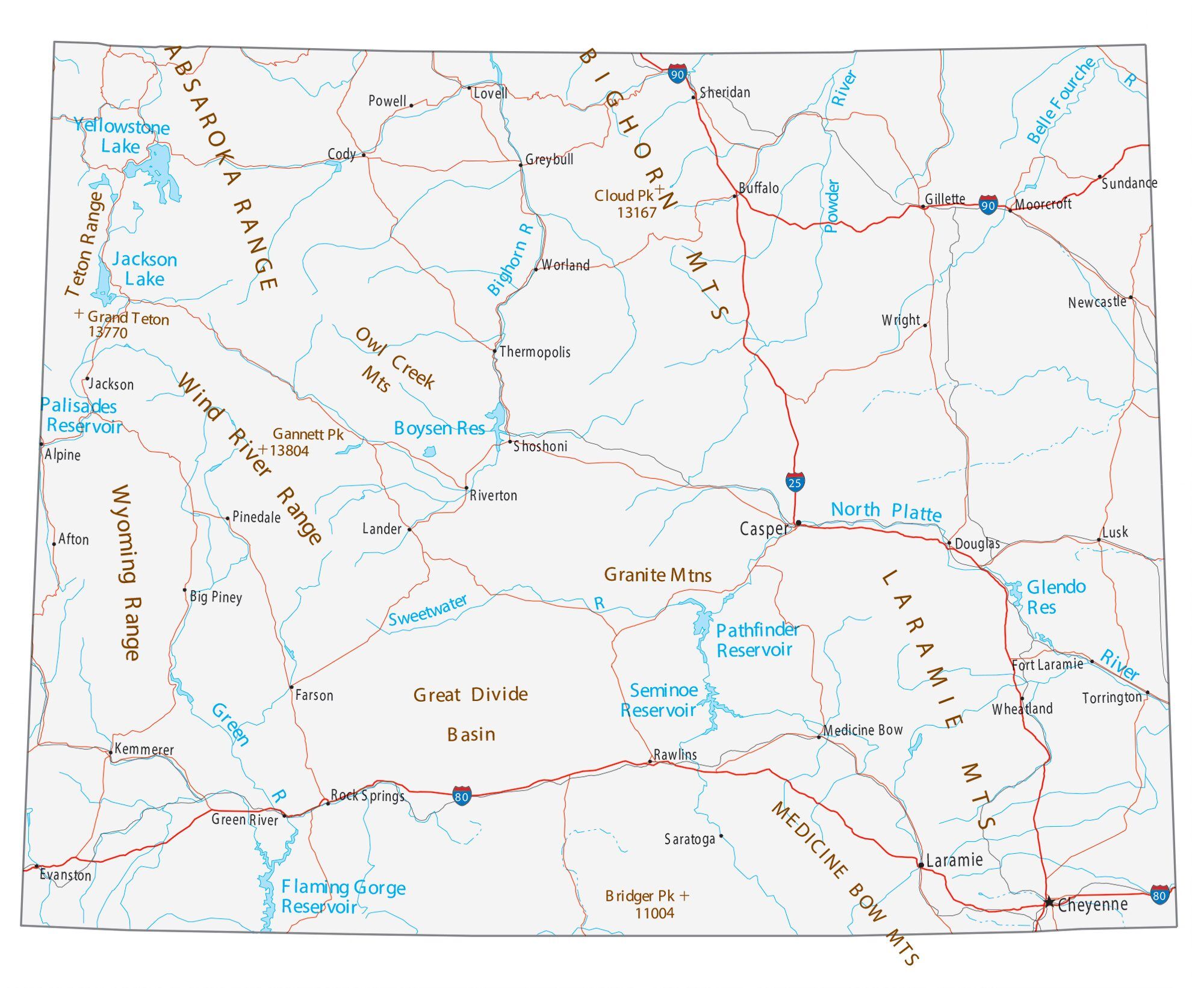 Map Of Wyoming With Cities Map Of Wyoming - Cities And Roads - Gis Geography