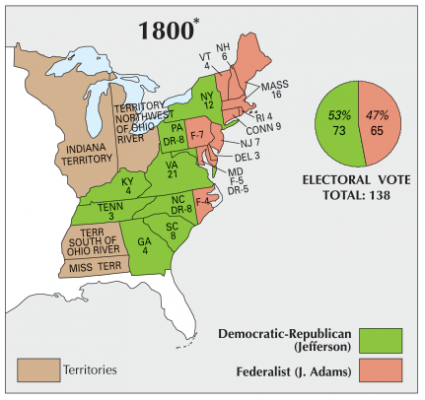 Us Election Of 1800 Voting Results Map Gis Geography