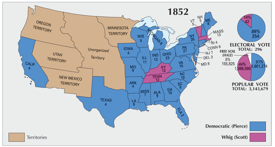 US Election of 1852 Map - GIS Geography