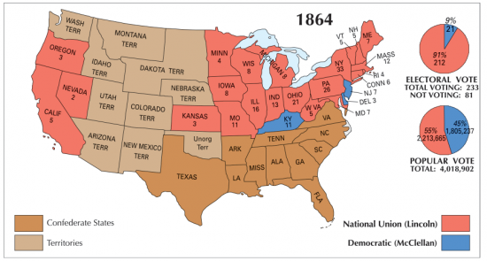 US Election of 1864 Map - GIS Geography