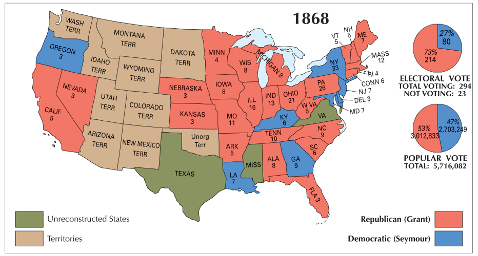 US Election of 1868 Map - GIS Geography