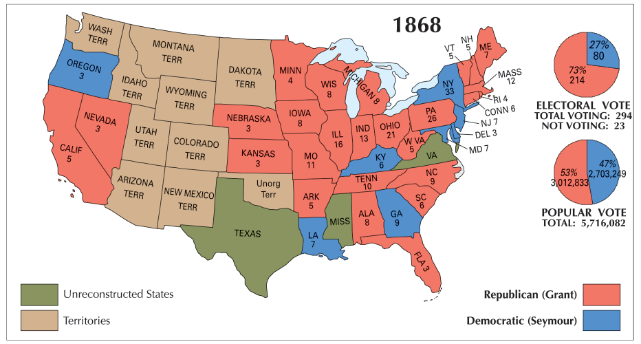 Us Election Of 1868 Map Gis Geography