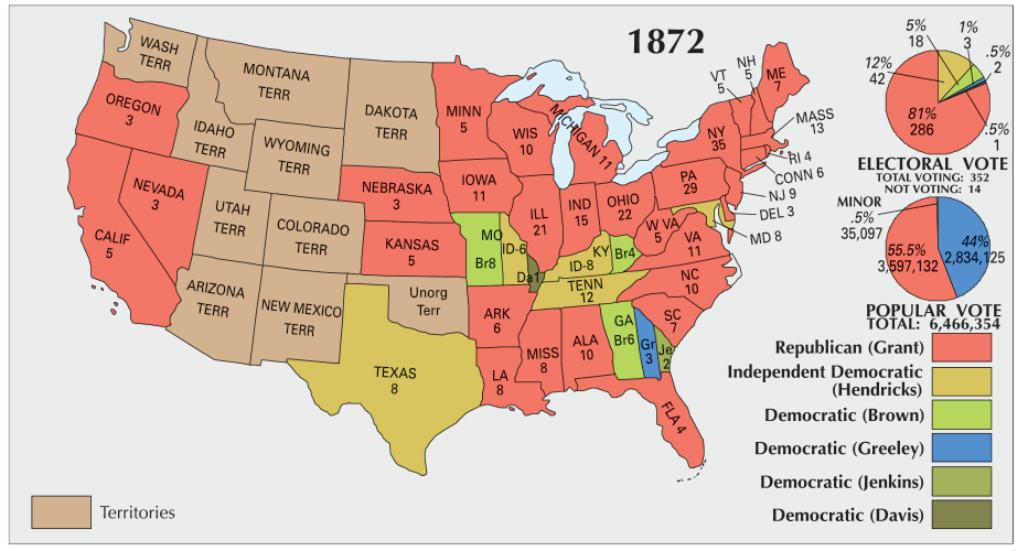 US Election of 1872 Map - GIS Geography