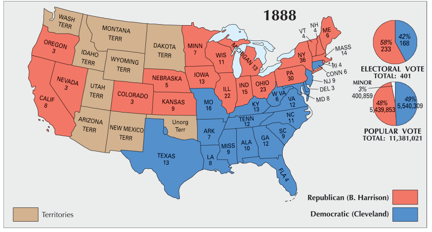 US Election of 1888 Map - GIS Geography