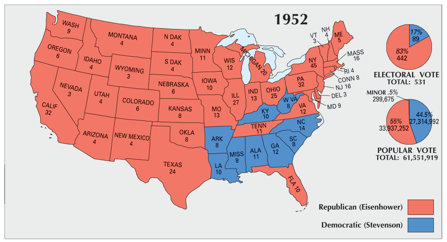 US Election of 1952 Map - GIS Geography