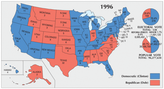 US Election of 1996 Map - GIS Geography