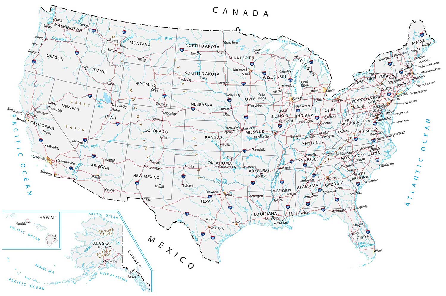 Usa Map With States And Cities Map Of The United States Of America - Gis Geography