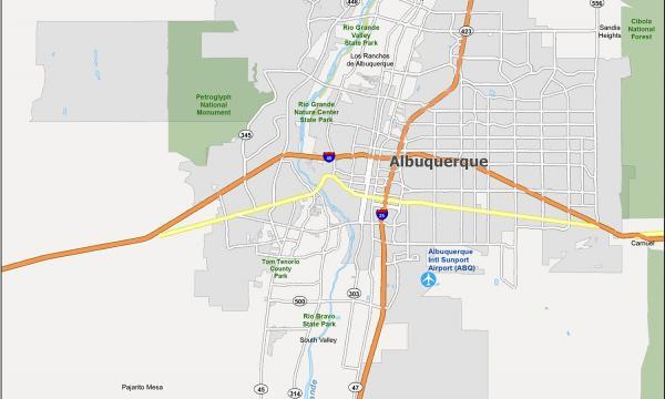 Albuquerque Map New Mexico 600x360 