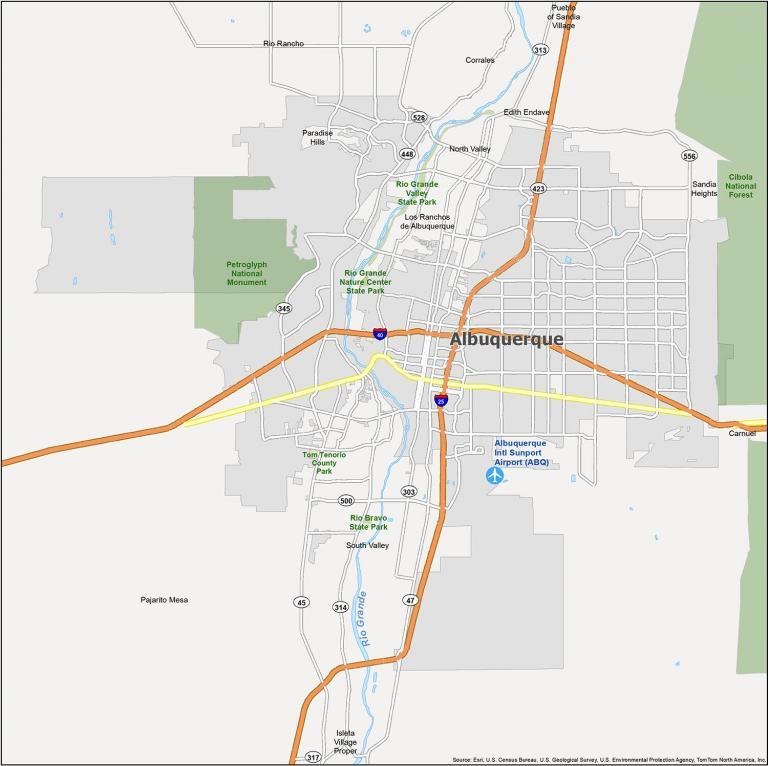 Albuquerque Map New Mexico 768x766 