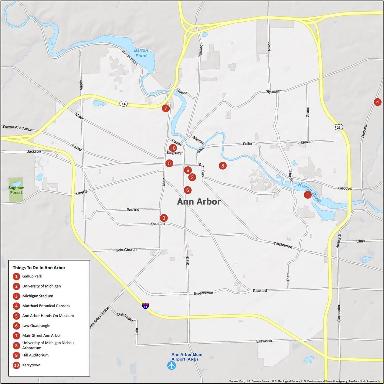 City Street Map Ann Arbor MI