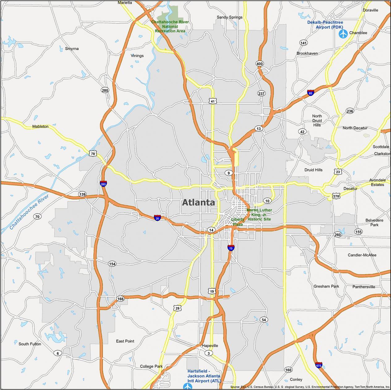 Atlanta Ga Map | Map of Atlantic Ocean Area