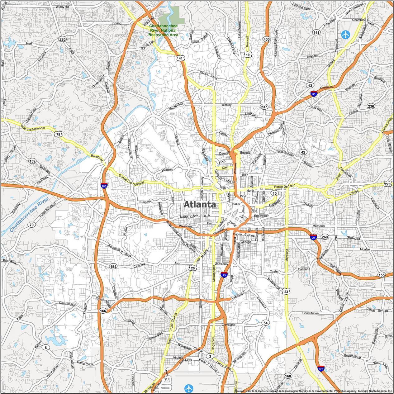 Detailed Map Of Downtown Atlanta