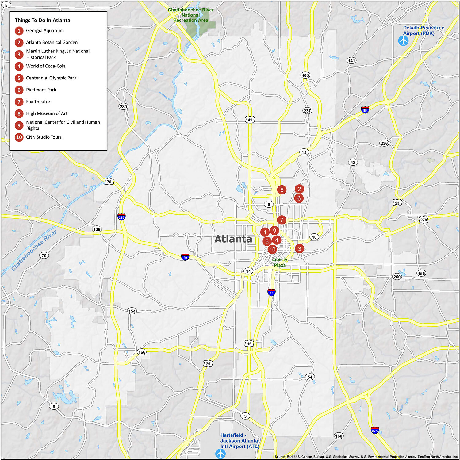 Atlanta And Surrounding Area Map 