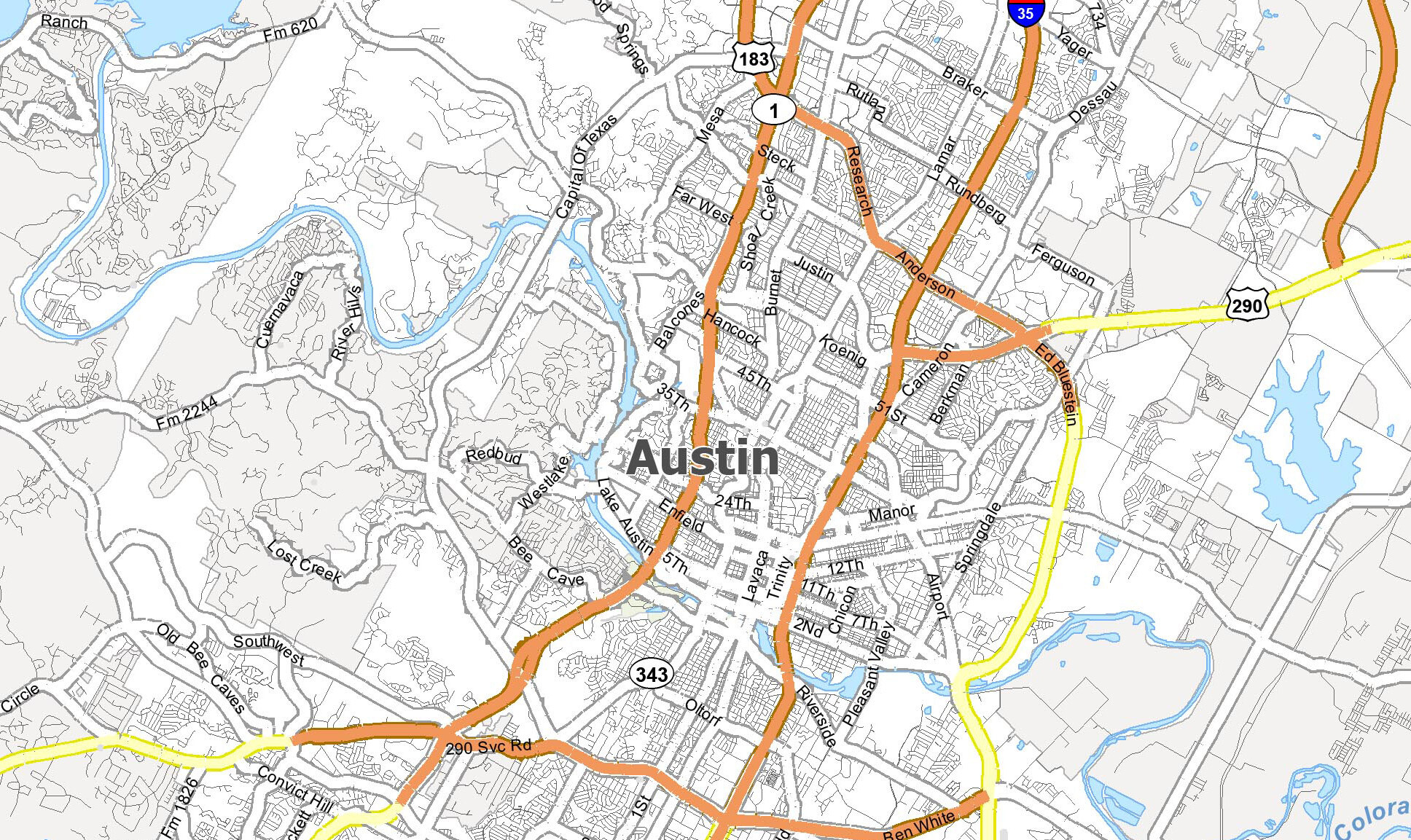 City Map Of Austin Texas - Issie Leticia