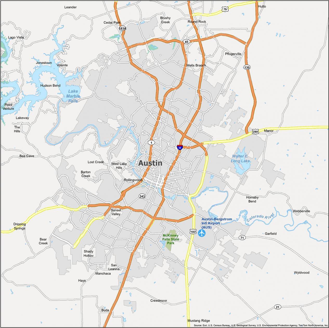 Map of Austin, Texas - GIS Geography