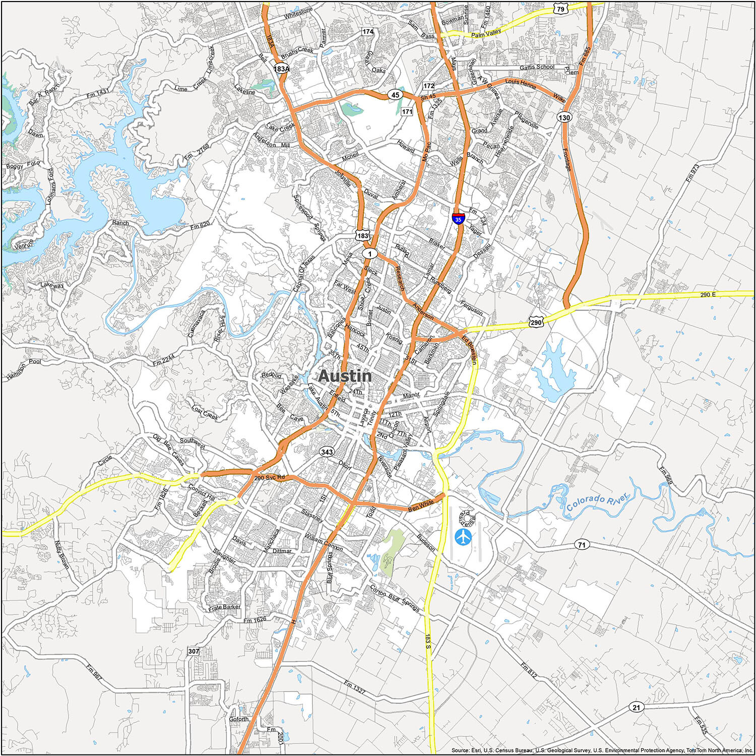 Map Of Texas - Cities And Roads - Gis Geography 41D