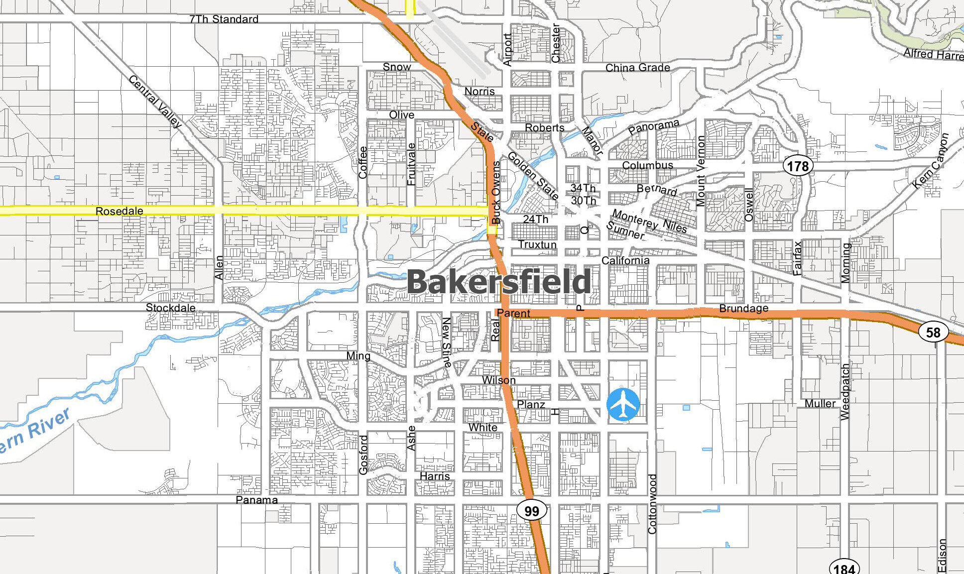 Bakersfield Map California.