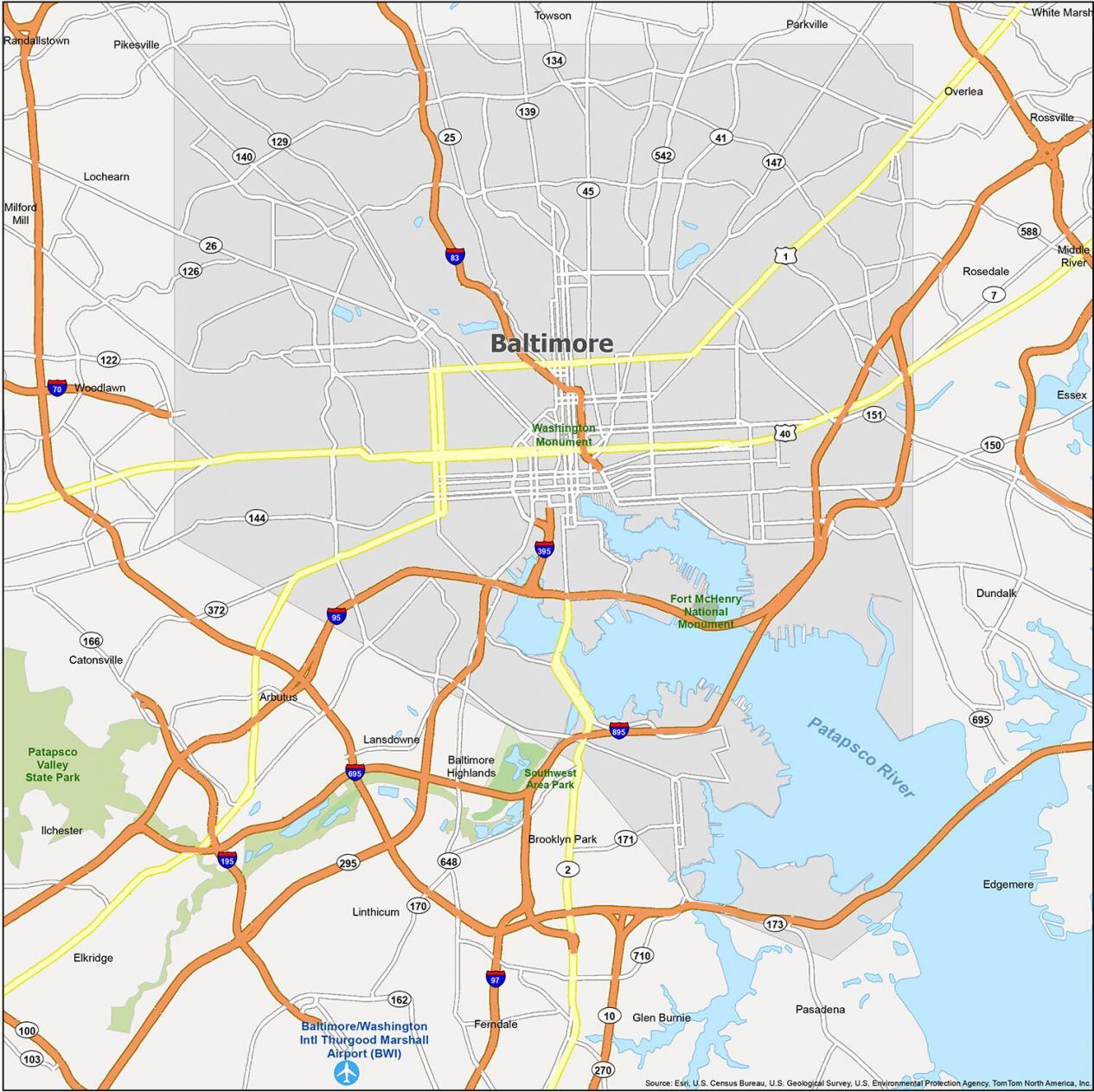 Baltimore Map Maryland 1265x1262 