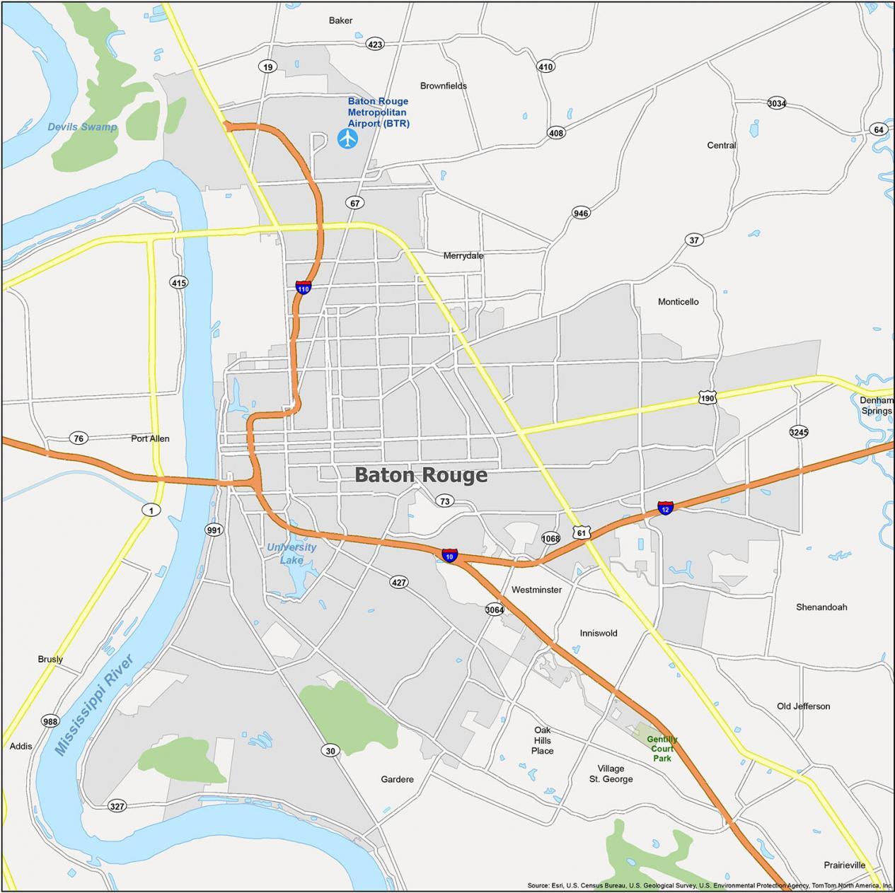 Map of Baton Rouge, Louisiana - GIS Geography