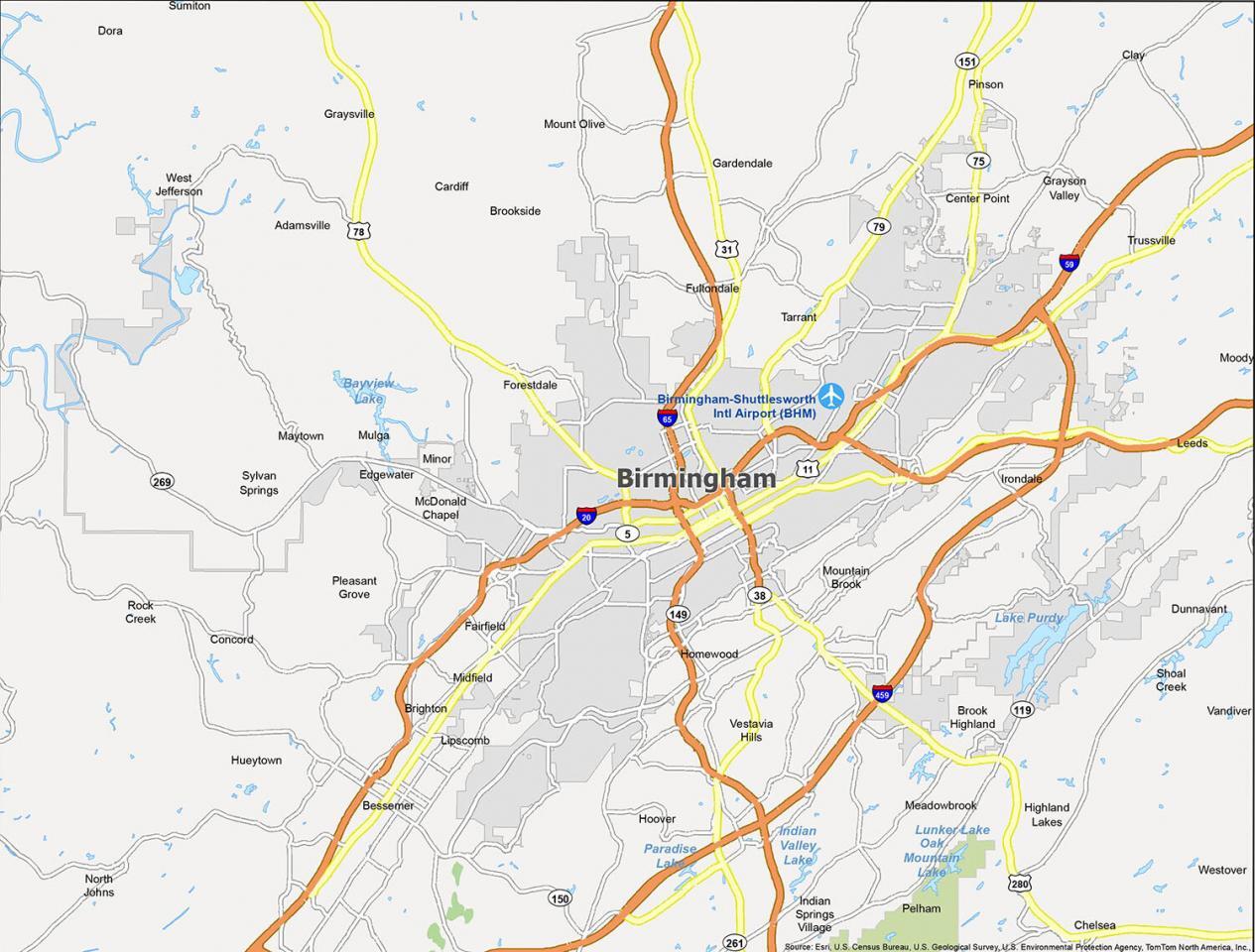 Birmingham Map Alabama