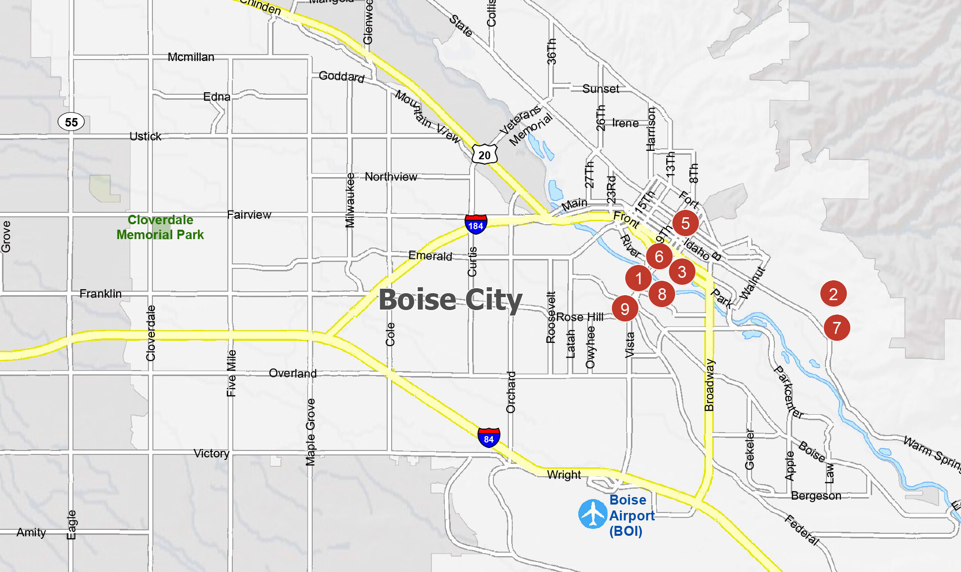 Map Of Boise Idaho GIS Geography