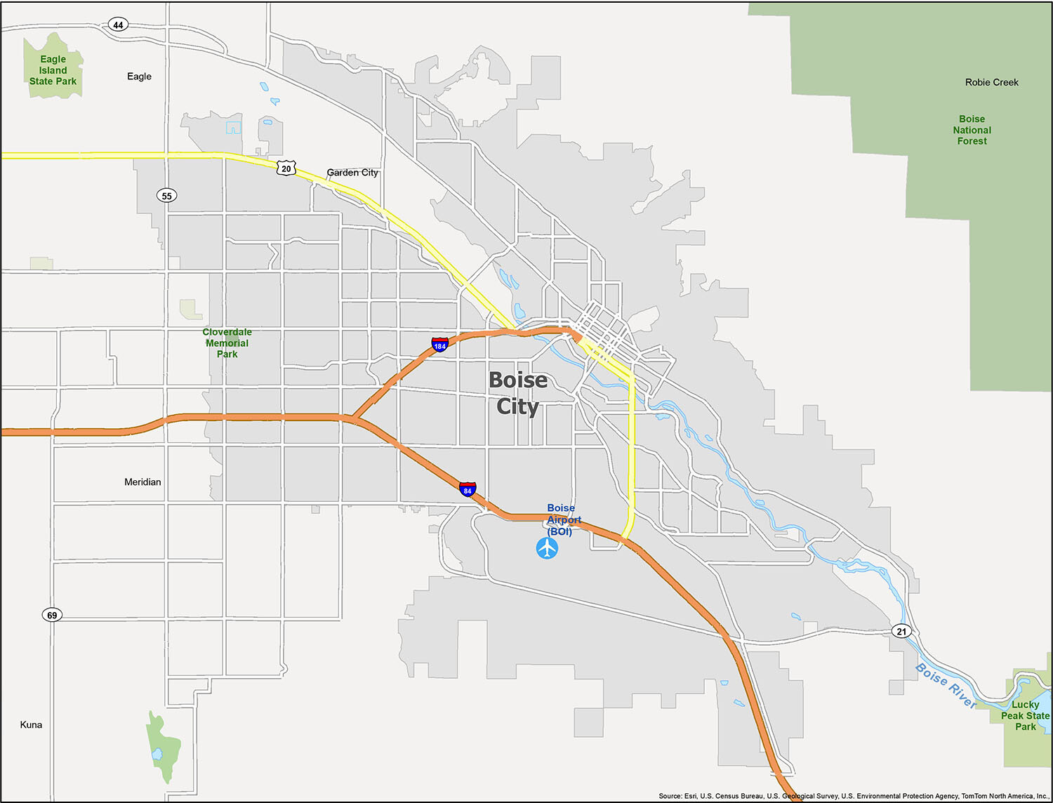 Map of Boise, Idaho - GIS Geography