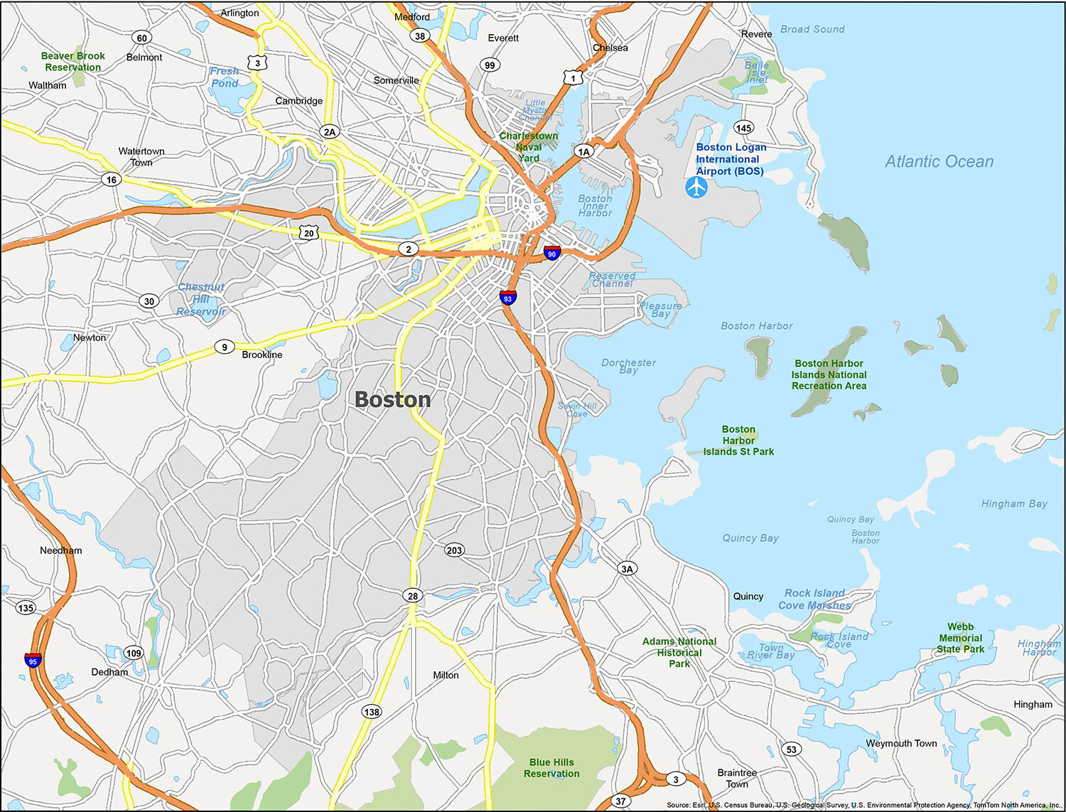 Map of Boston, Massachusetts - GIS Geography