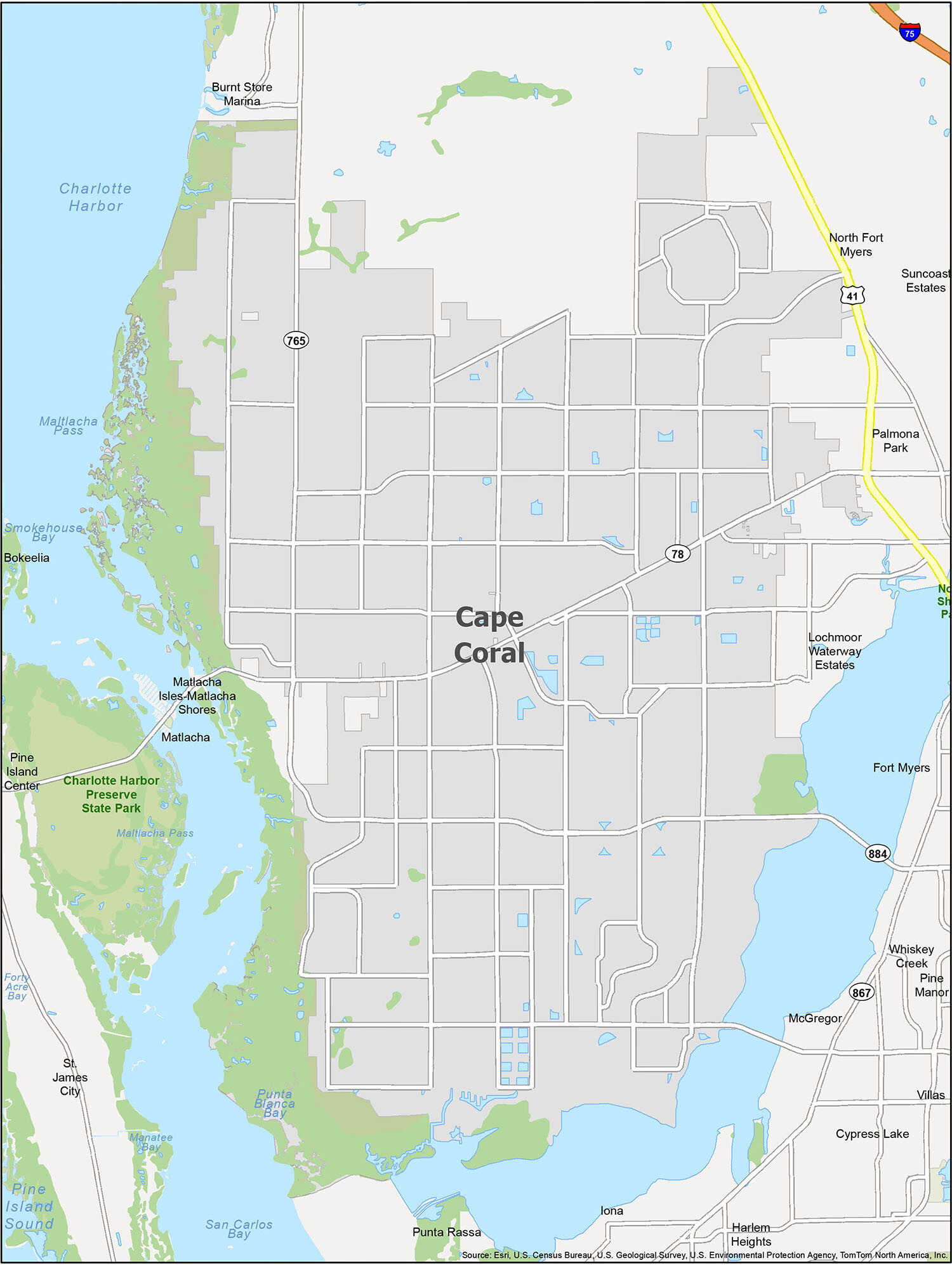 Cape Coral Map Florida 