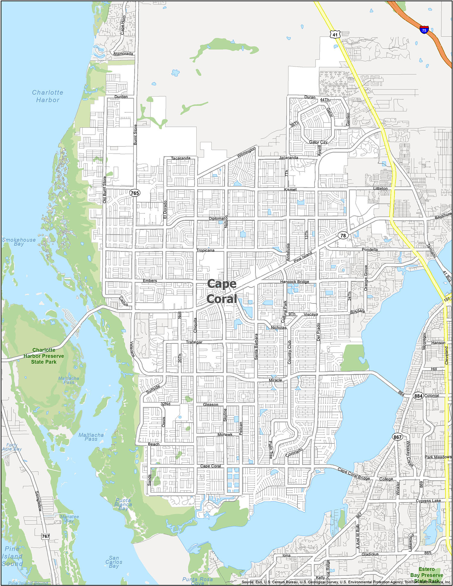 Cape Coral Florida Map GIS Geography