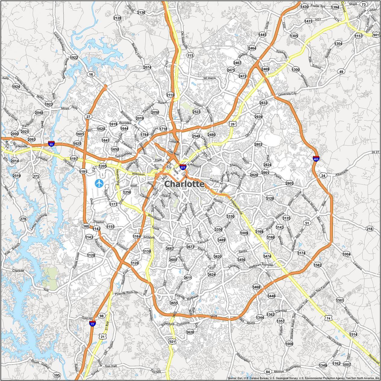 Charlotte Road Map   Charlotte Road Map 1265x1265 