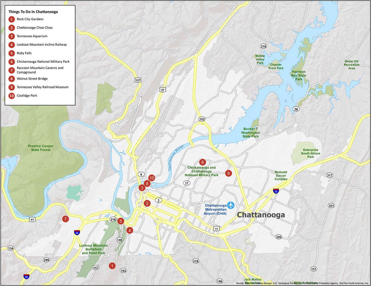 Map of Chattanooga, Tennessee - GIS Geography