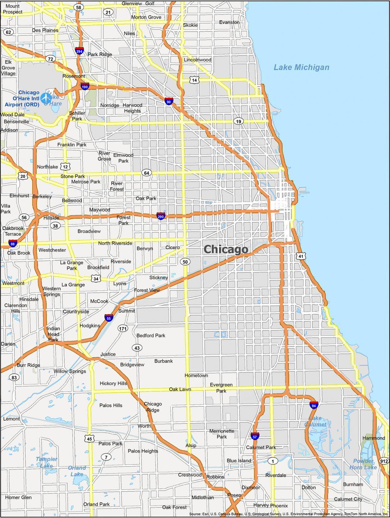 Chicago Map Illinois