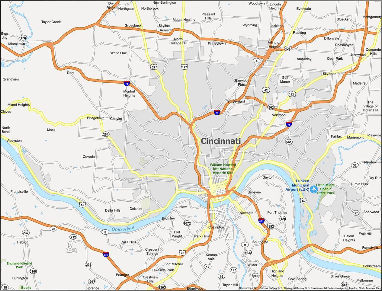 Cincinnati Map Ohio