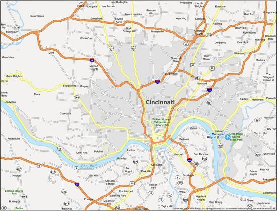 Map of Cincinnati, Ohio - GIS Geography
