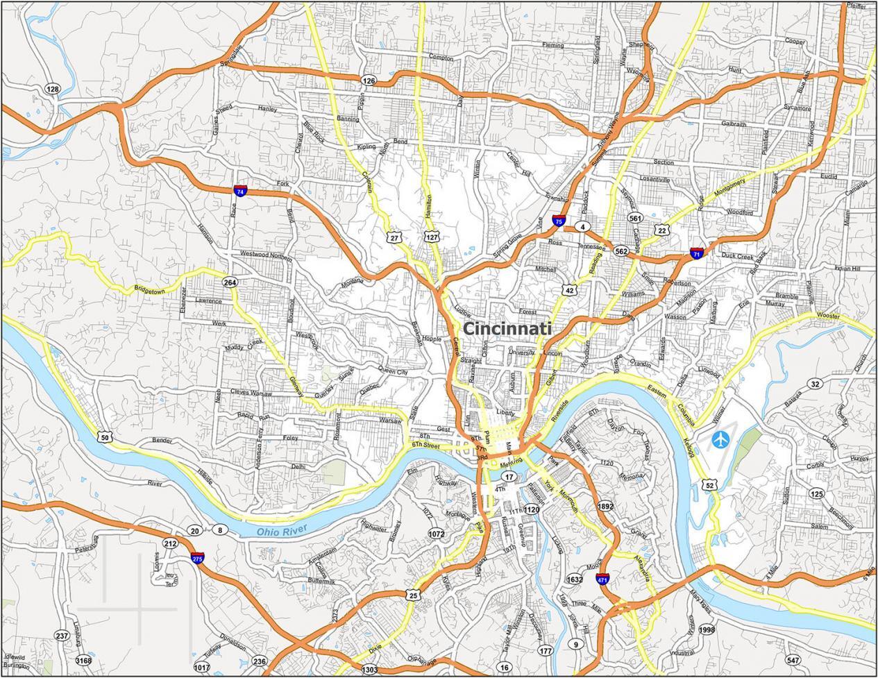 Cincinnati Road Map 1265x977 