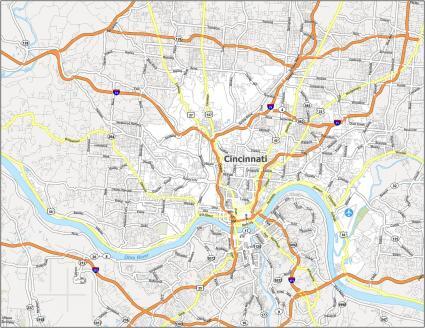 Map of Cincinnati, Ohio - GIS Geography