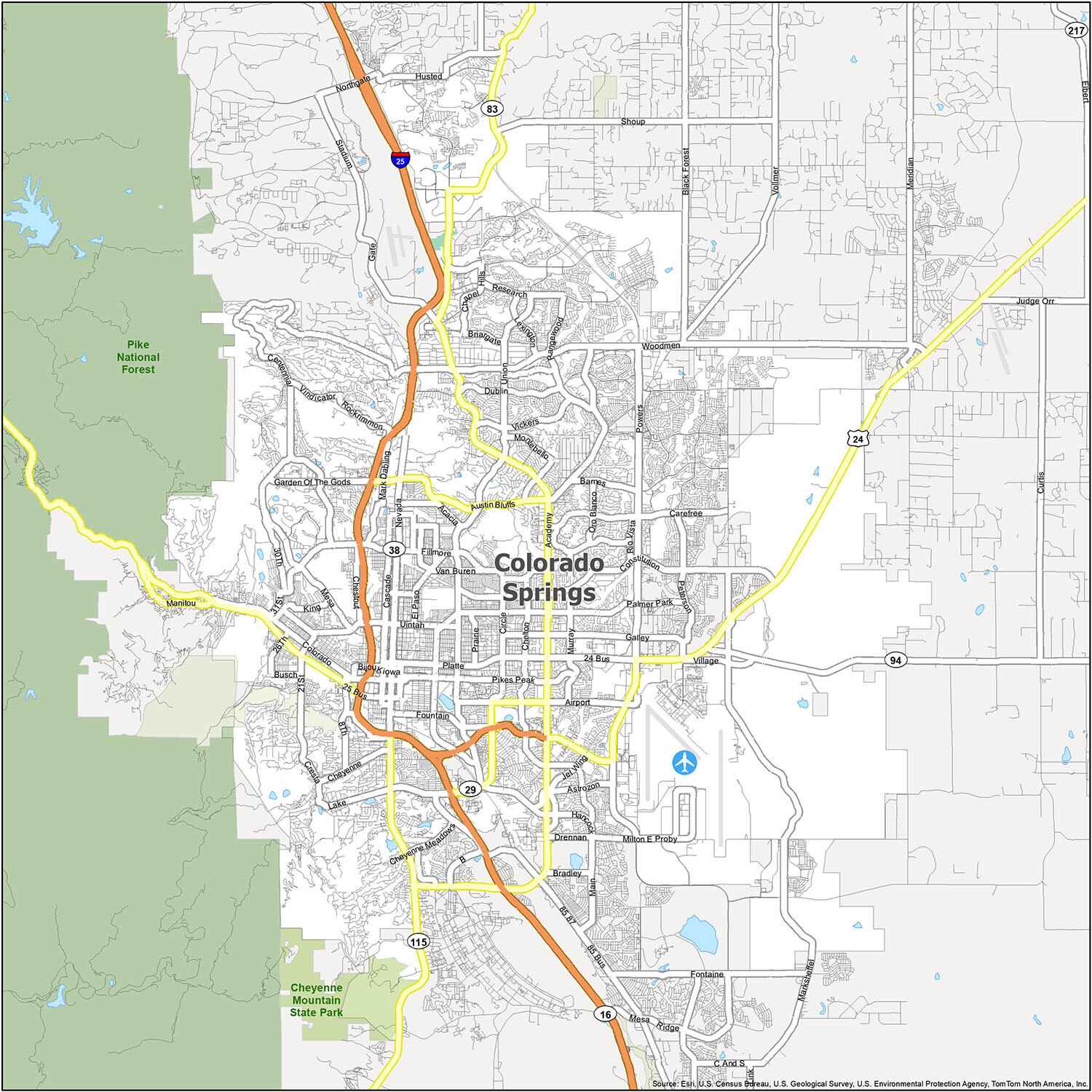 Large Map Of Colorado Springs Colorado Springs Map [Colorado] - Gis Geography