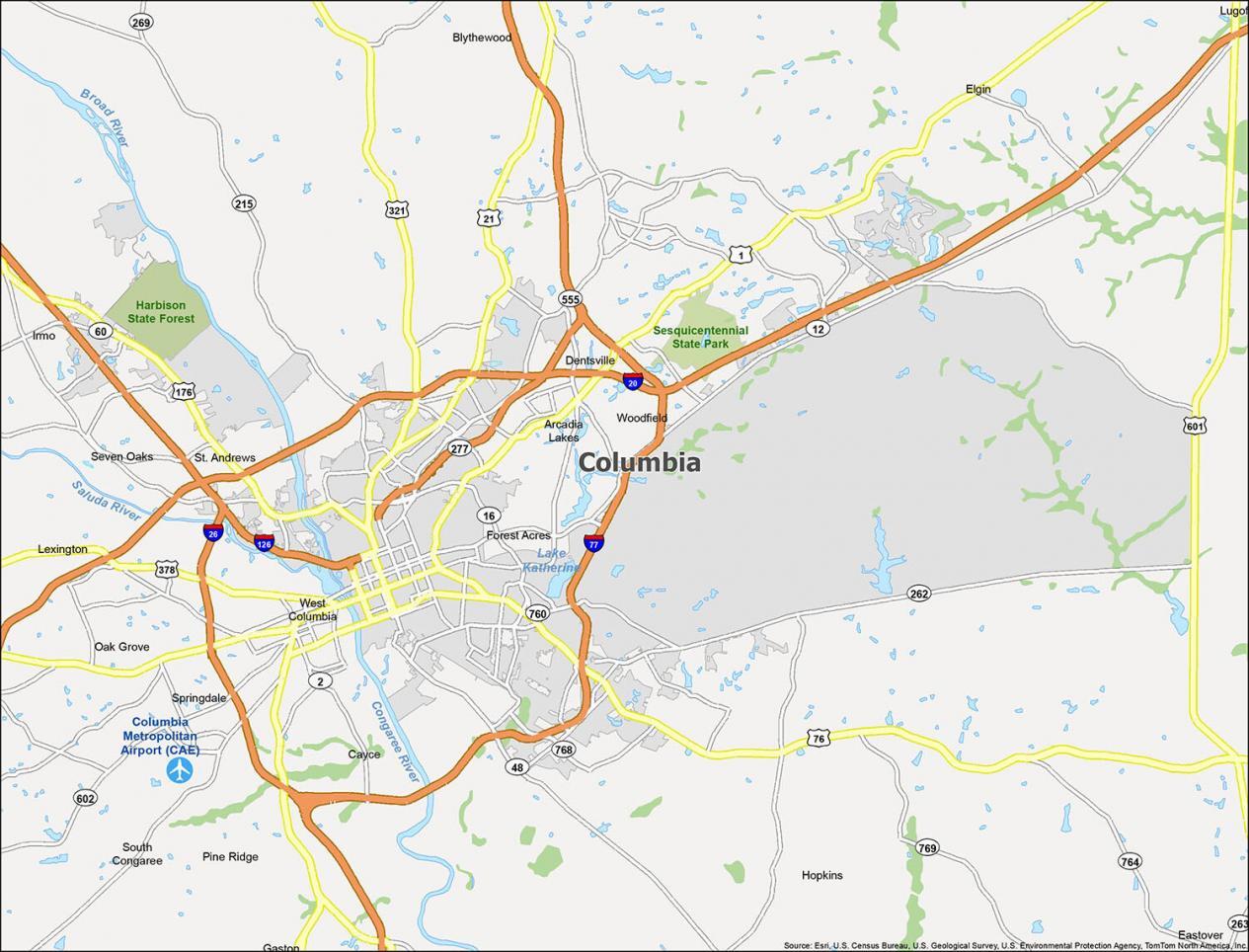Columbia Map South Carolina