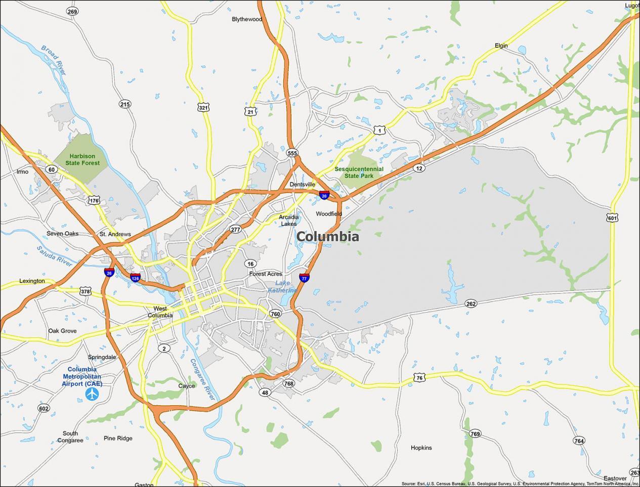 Columbia South Carolina Map GIS Geography