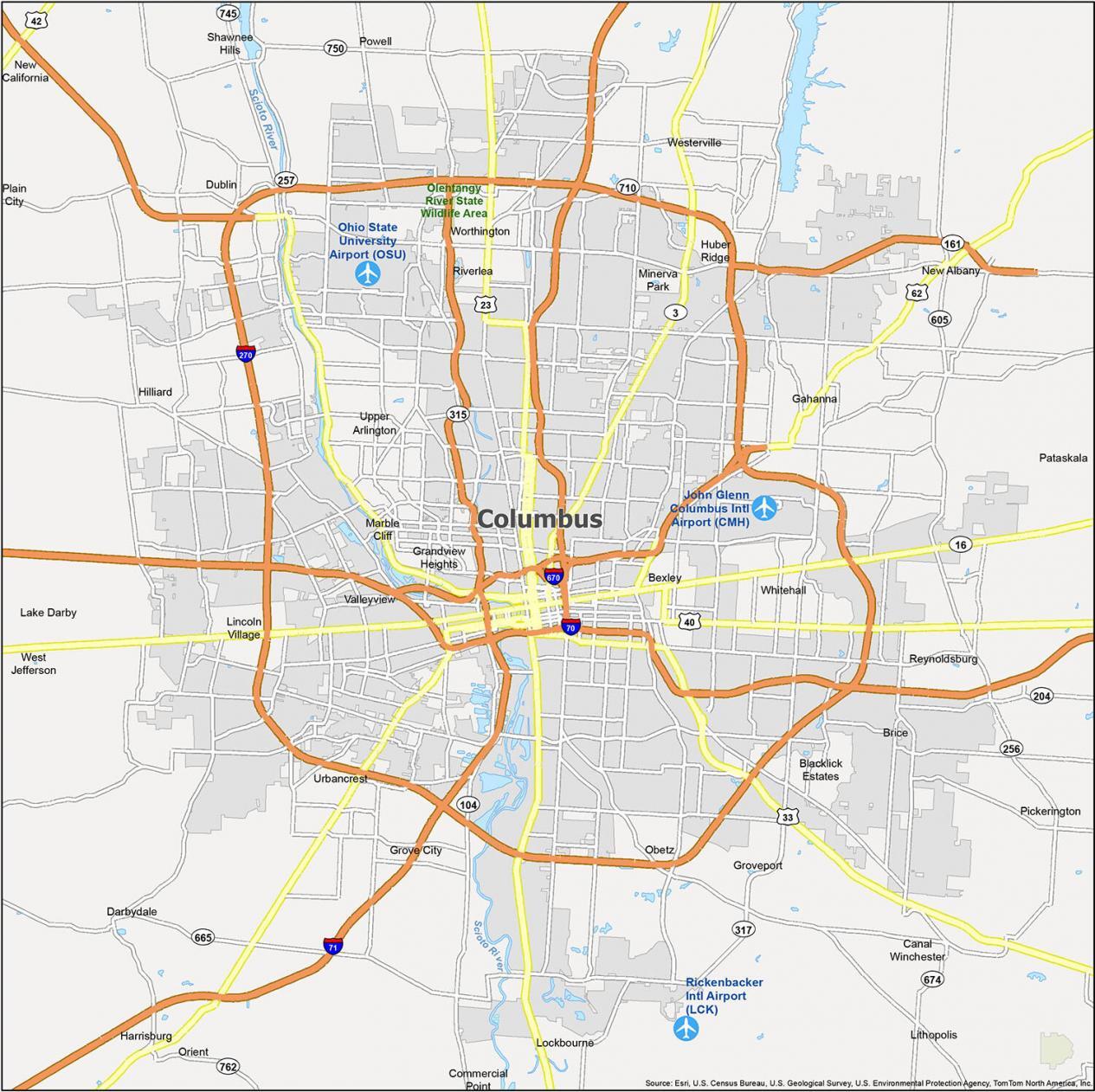 Map of Columbus Ohio - GIS Geography