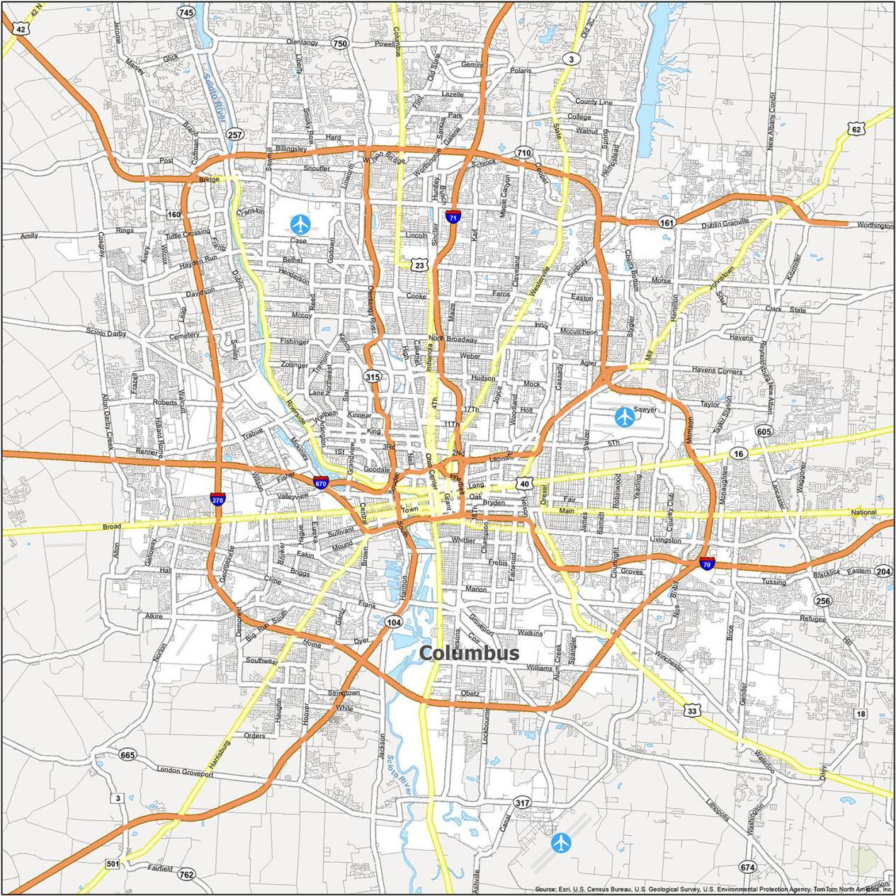 Road Map Of Columbus Ohio